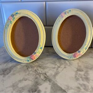 Floral Oval Picture Frame Set - Cream with Pink and Blue Accents